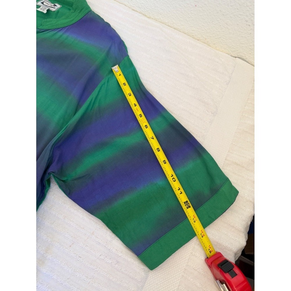Resort Wear Womensโ Tie Dye Shirt Dress Green Purple Rayon One Size Boho Midi - Picture 14 of 16